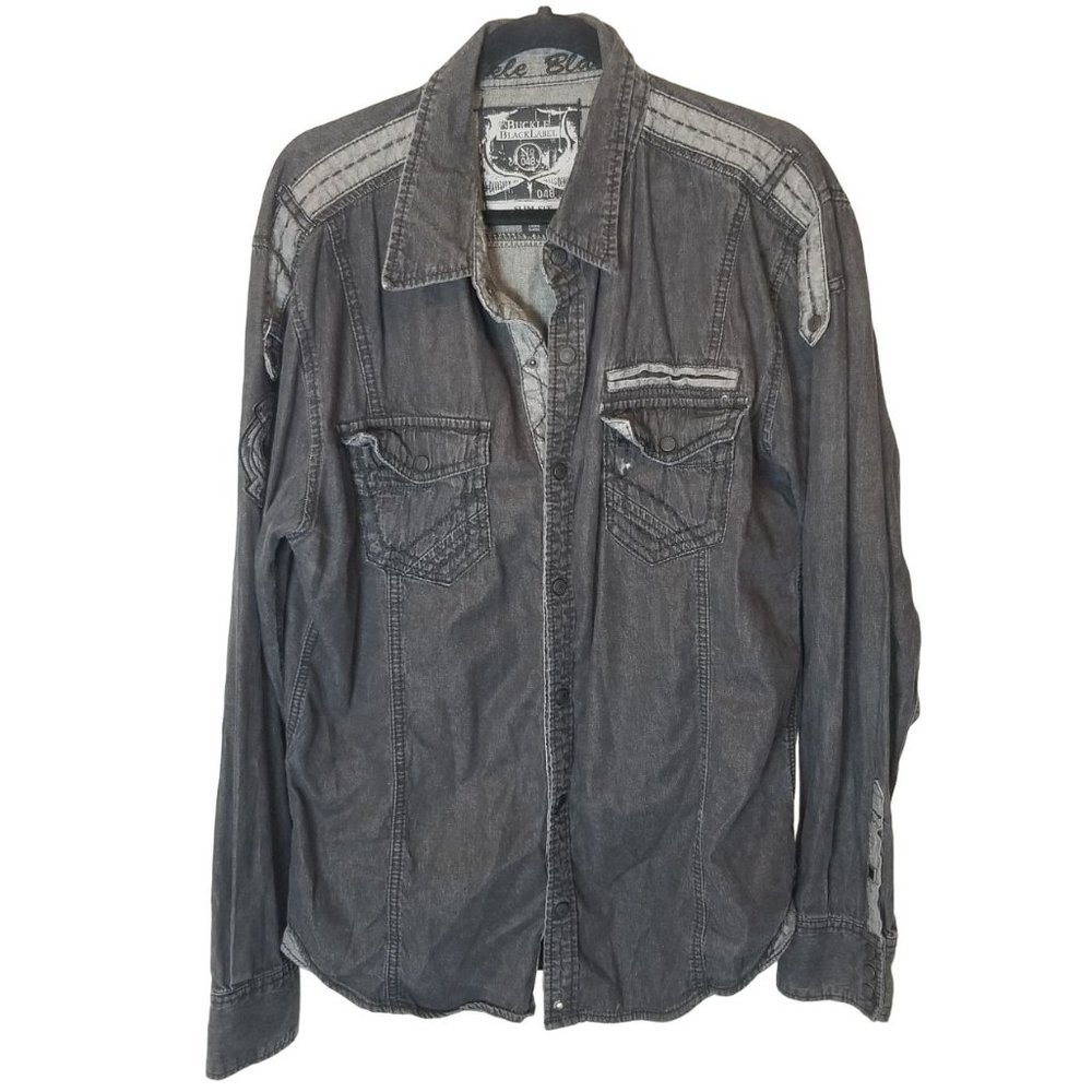 Buckle Black Label Mens XL Black Long Sleeves Slim